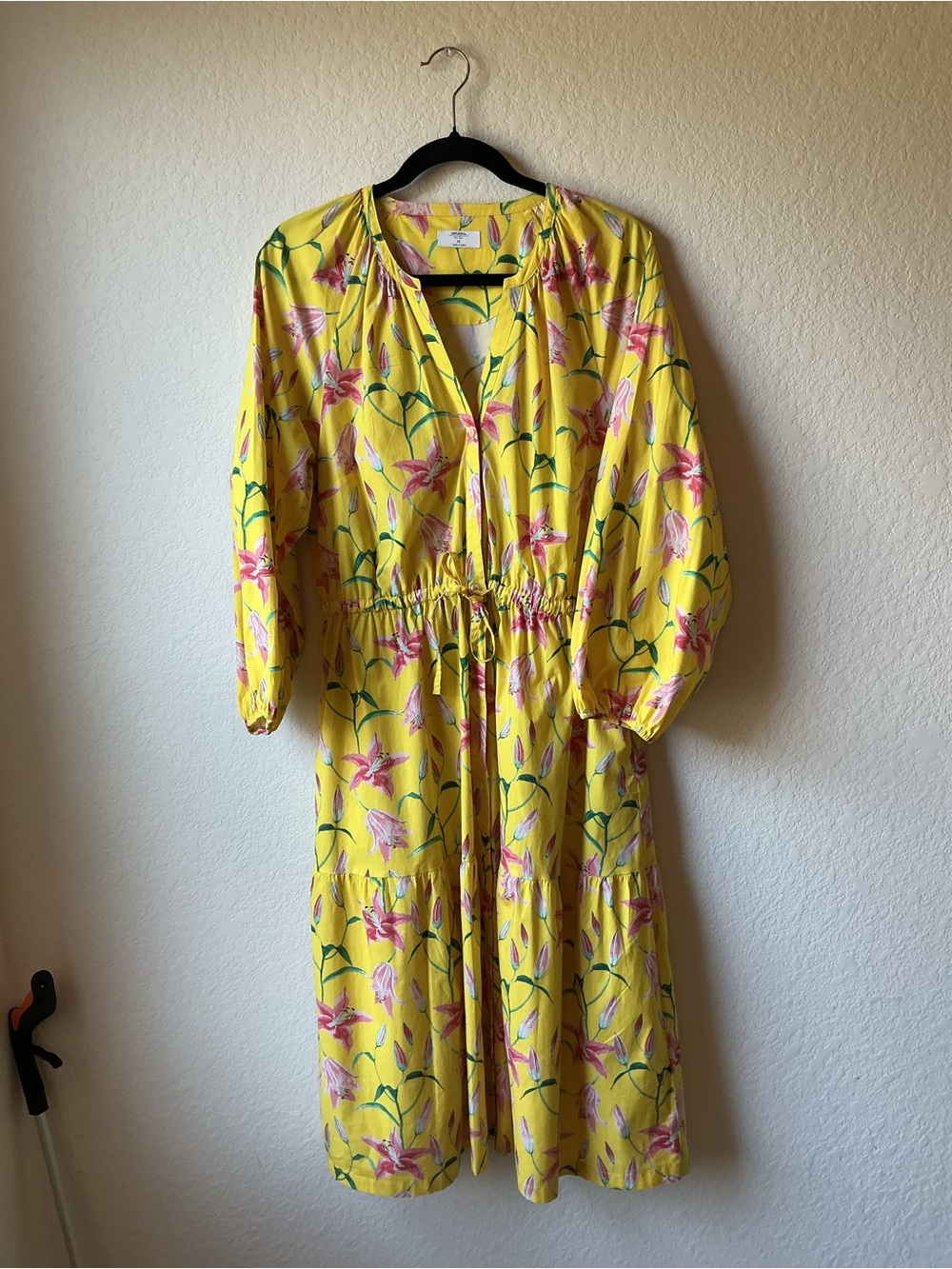 UNTUCKit for Her Yellow Floral Tie Waist Dress M